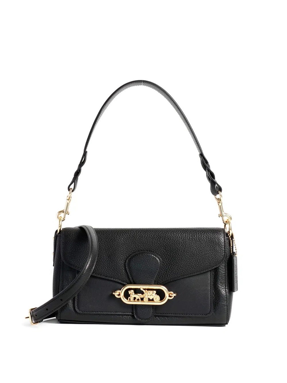 Coach Jade Black Leather Shoulder Bag with Gold Hardware